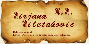 Mirjana Miletaković vizit kartica